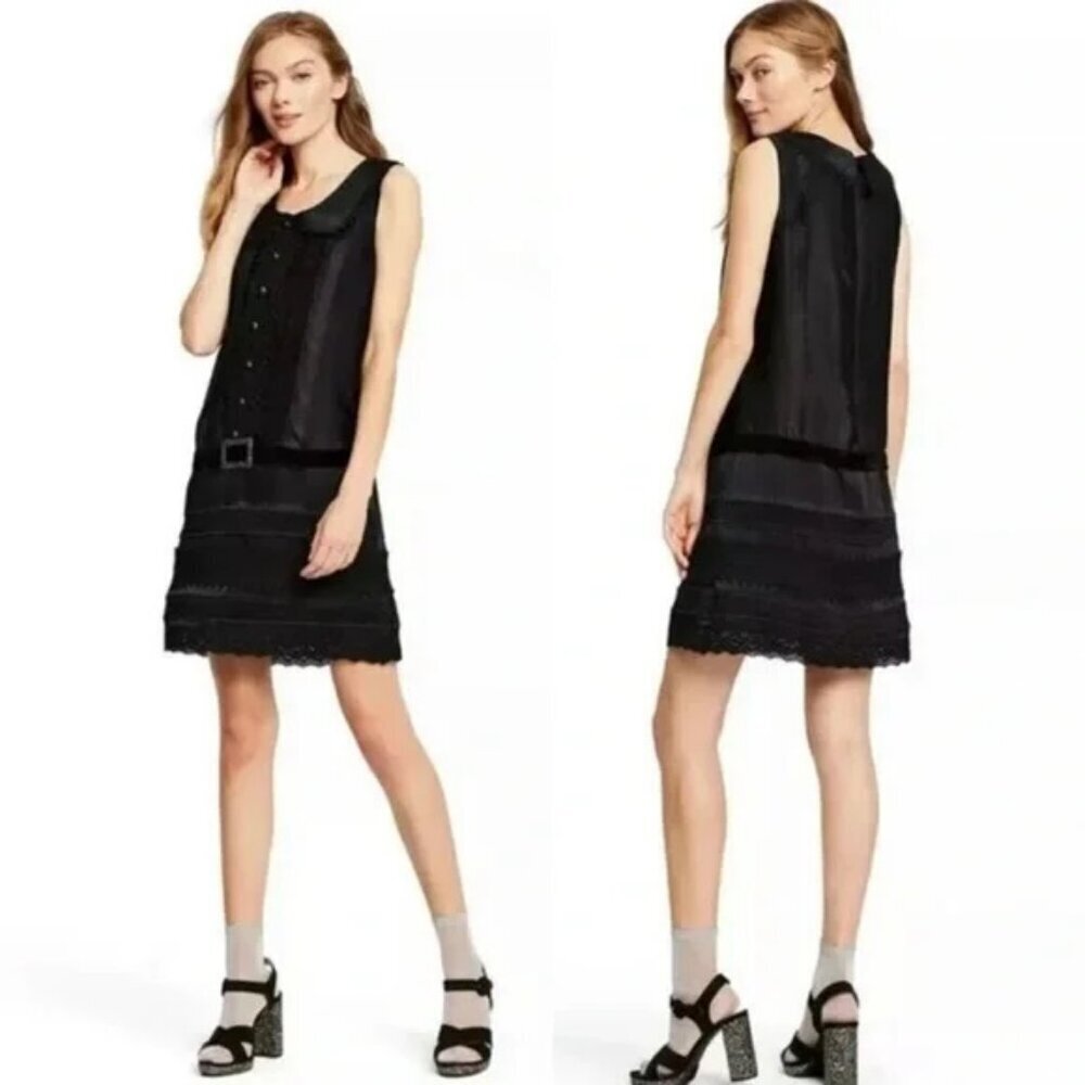 Anna Sui for Target Black Lace Trim Belted Dress Size M